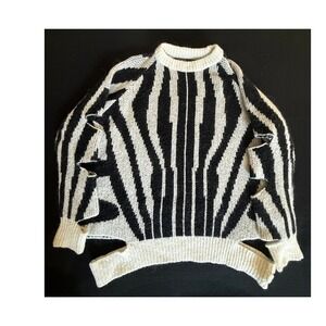 Unbranded Zebra Knit Sweater UNISEX‎ Med Black White Excellent Deconstructed